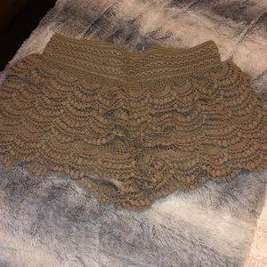 Tan lace shorts